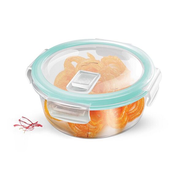 Treo by Milton High Borosilicate Clip Fresh Round Container, 400 ml, 1 Piece