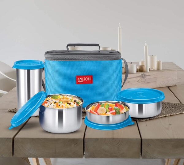 Milton Delicious 3 Stainless Steel Container Lunch Box With Tumbler Combo Set - Image 3