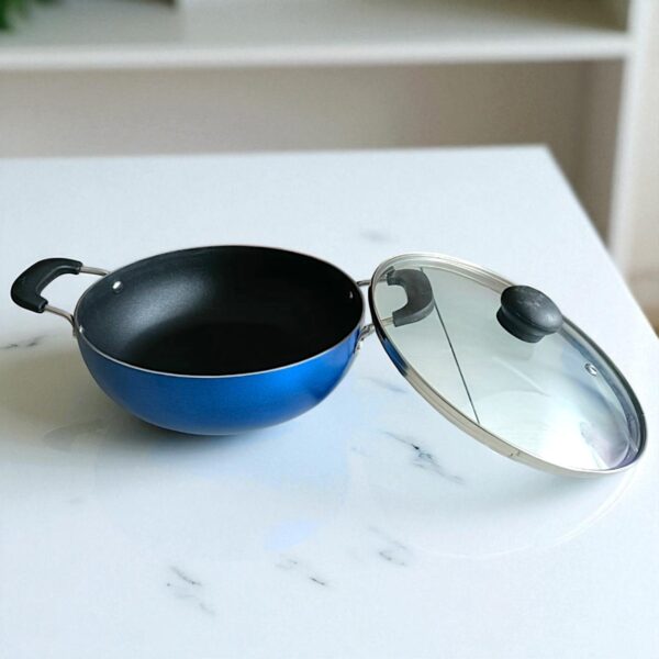 Hichef Deep Kadhai With Glass Lid - 12 (220mm) Thickness - 2.6mm - Image 2