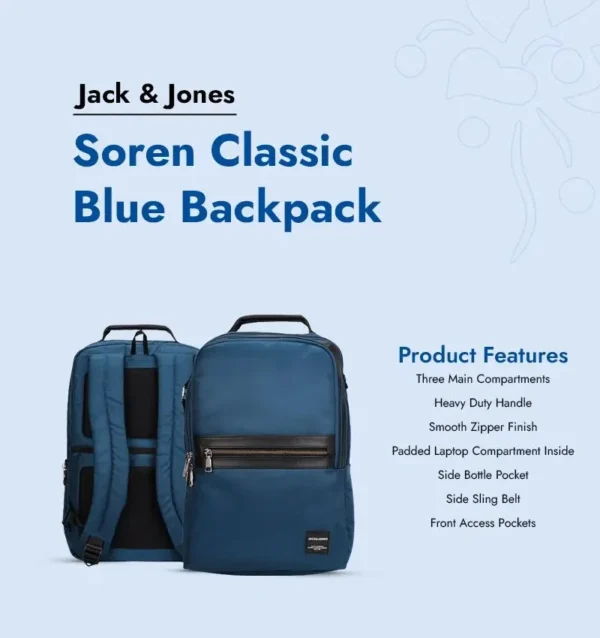 Jack & Jones Soren Classic Blue Backpack - Image 4