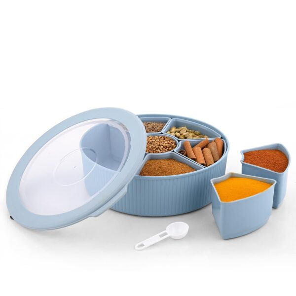 Asian Plastowares Flavor Mate Masala Box Spice Box with 7 Containers with Spoon - Image 4