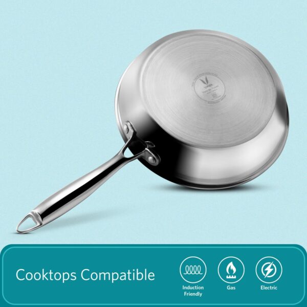 VAYA Hautechef Triply Stainless Steel Fry Pan, 24cm, 1.7L, Induction Compatible - Image 3