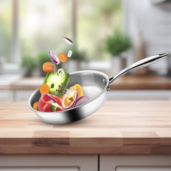 VAYA Hautechef Triply Stainless Steel Fry Pan, 24cm, 1.7L, Induction Compatible - Image 4