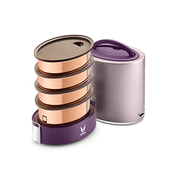 Vaya Tyffyn Jumbo 4 Containers Copper-Finished Stainless Steel Lunch Box - Image 3