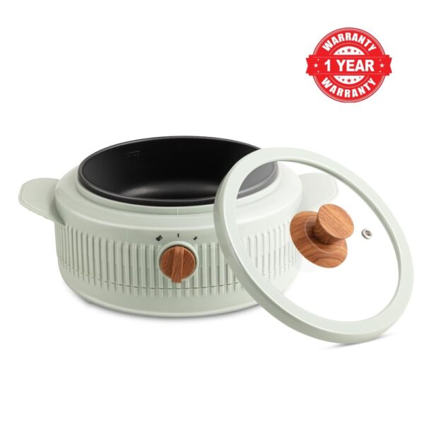 Jaypee Plus Cooksmart Electric Casserole with Teflon NonStick Coating Bowl for Reheating & Cooking, Serving Casserole Wooden Finish Lid 1.5 Ltr - Image 2
