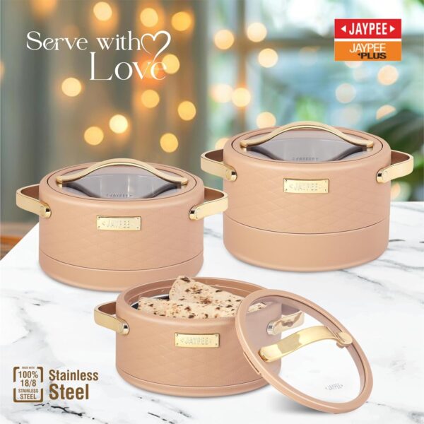 Jaypee Luxura Klass 3 Piece Insulated Casserole Set (1500ml+2000ml+2500ml) - Image 5