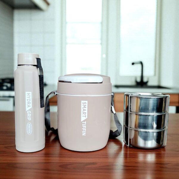 Asian 2 Piece Daily Dynamo Pack (1pc Smart Tiffin Carrier 3 + 1pc Hydra Grip 700 Bottle - 500ml) - Image 3