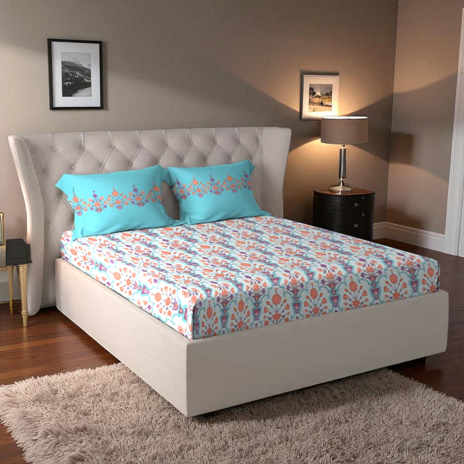 My Trident Celebration Double Bedsheet With Pillow Covers