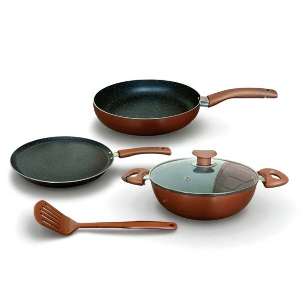Hichef Induction Base 4 Piece Cookware Set Copper 2.6mm (Marble Coating)