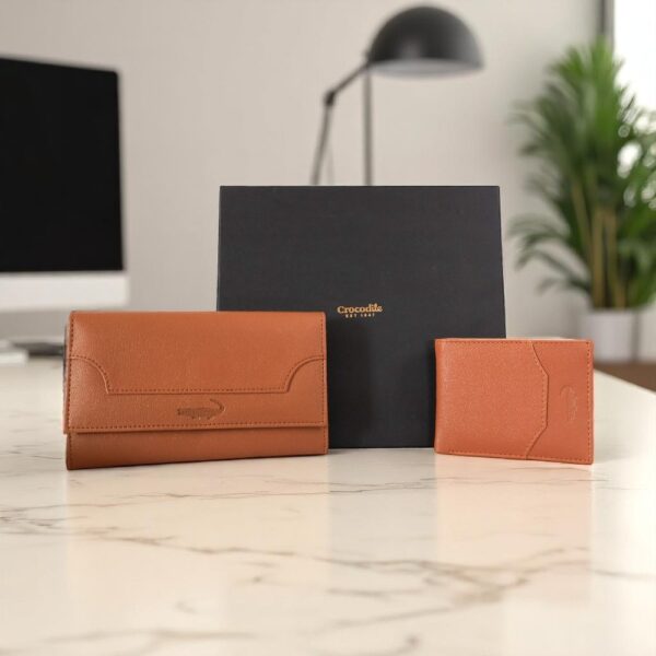 Crocodile Plain Wallet With Ladies Purse Combo Set