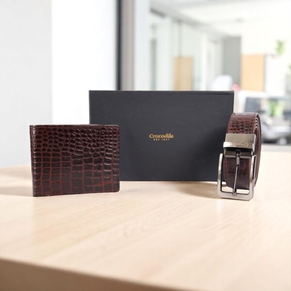 Crocodile Wallet With Belt Combo Set