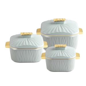 Jaypee Crinkle 3 Piece Insulated Casserole Set with Stainless Steel Inner 1000ml 1500ml and 2000ml Food Warmer Hot Pots