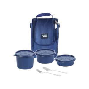 Jaypee Homely Microwave Safe 3 Container Stainless Steel Lunch Box with Insulated Bag Spoon and Fork for Office School and Travel