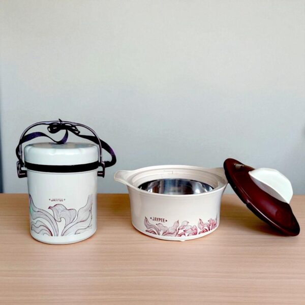 Jaypee Utsav 2 Piece Combo Set (1pc Lunch On 3 Tiffin Box + 1pc Benz Casserole - 1000ml) - Image 2
