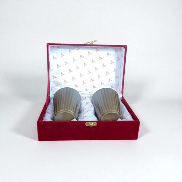 Attro 24K Gold Plated 2pc Brass Glass Set 500ml (Vintage Salayi) - Image 4