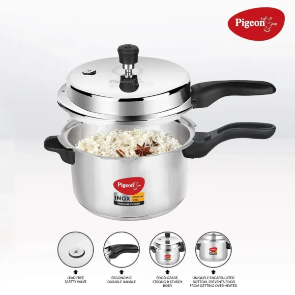 Pigeon Inox Stainless Steel Induction Base Pressure Cooker Outer Lid - 5 L - Image 2