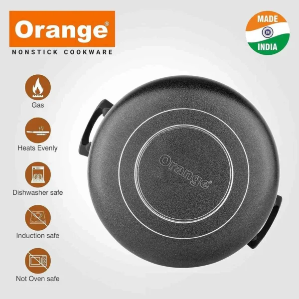 Orange Platina Series Nonstick Handi H-15 with Glass Lid - 3.7 Ltr - Image 2