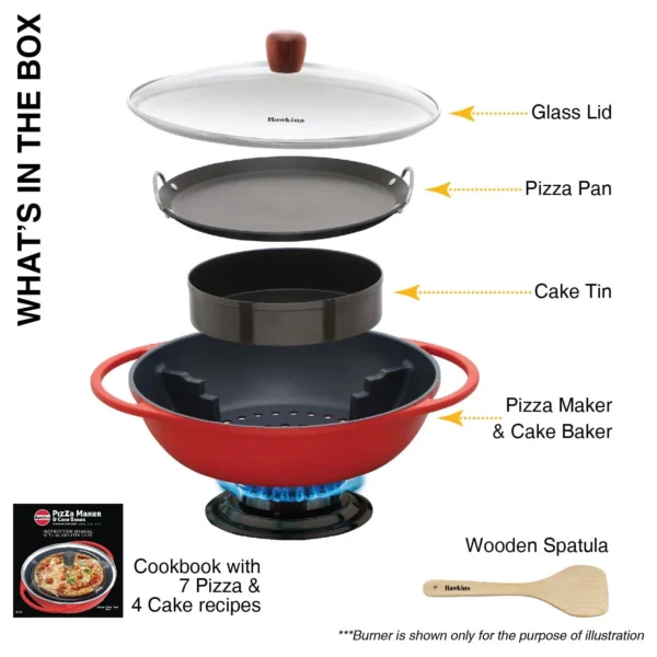 Hawkins Diecast 29cm Nonstick Pizza Maker and Cake Baker with Glass Lid - Image 4