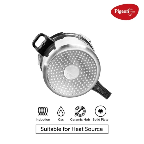 Pigeon Inox Induction Base Stainless Steel Pressure Cooker, 5Ltr - Image 2