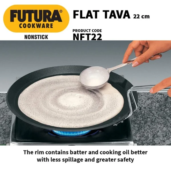 Hawkins Futura Nonstick Flat Tawa - 22 cm (NFT22) - Image 2