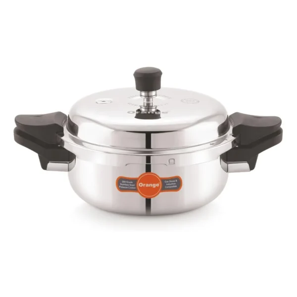 Orange Triply Stainless Steel Dome Outer lid Multi Utility Pressure Handi Cooker 3.5 Ltr - Image 3