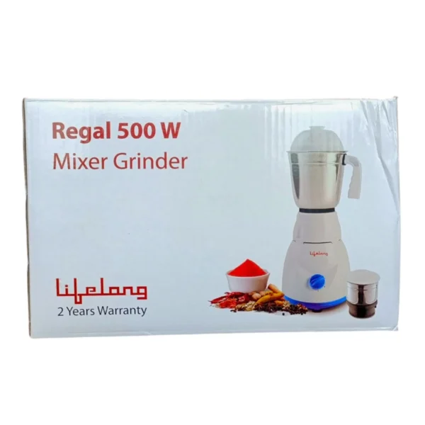 Lifelong Regal 2 Stainless Steel Jar Electric Mixer Grinder 500W (LLMG93A) - Image 2