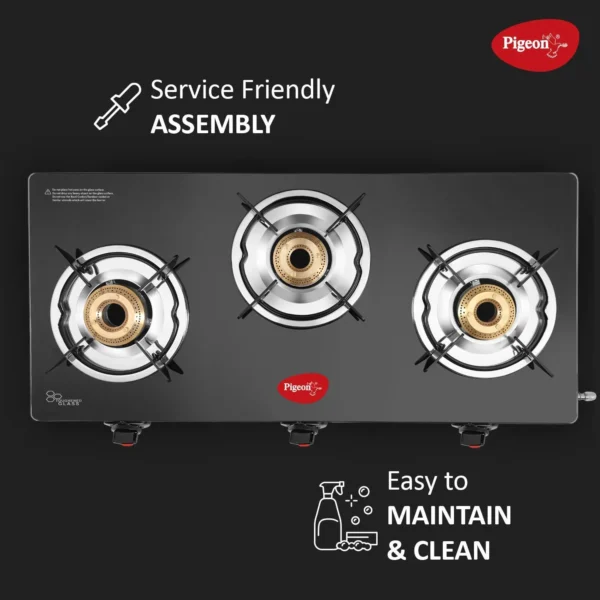 Pigeon Ayush Glass Top 3 Burner Gas Stove - Image 3