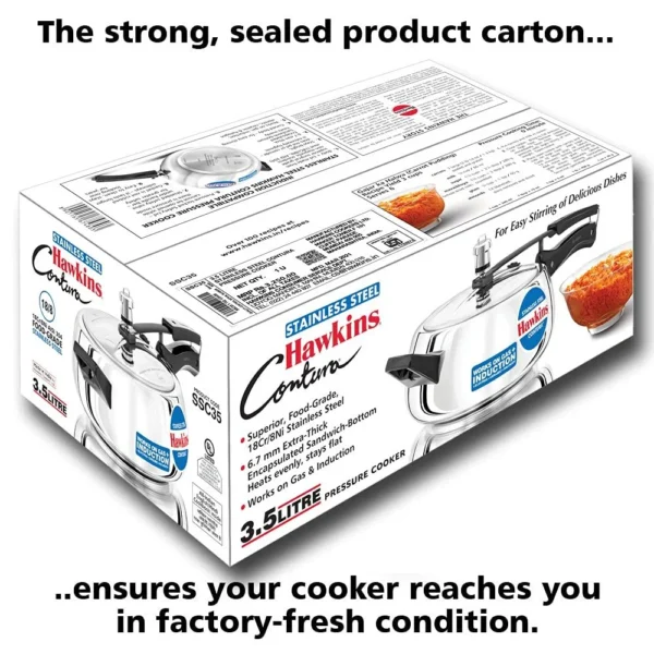 Hawkins Contura Stainless Steel Induction Compatible Pressure Cooker, 3.5 L (SSC35) - Image 4