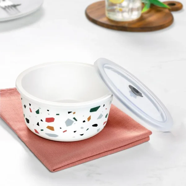 Larah by Borosil Confetti 3 Piece Storage Bowls with Lids (400ml + 800ml + 1.2 L) | Microwave Safe - Image 2
