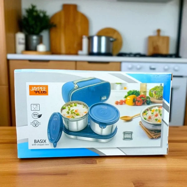 Jaypee Plus Basix Stainless Steel Lunch Box With Chapati Box - Image 3