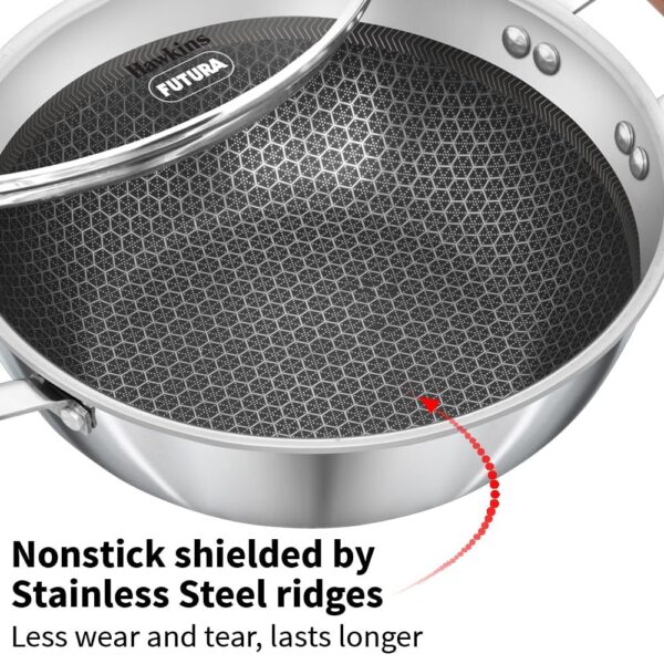 Hawkins 2.5 Litre Triply Stainless Steel Deep Kadai with Glass Lid, Induction Base 22CM NSDK25G - Image 2