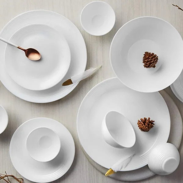Larah by BOROSIL Orbit Series Opalware Dinner Set - 33 Pieces White - Image 4