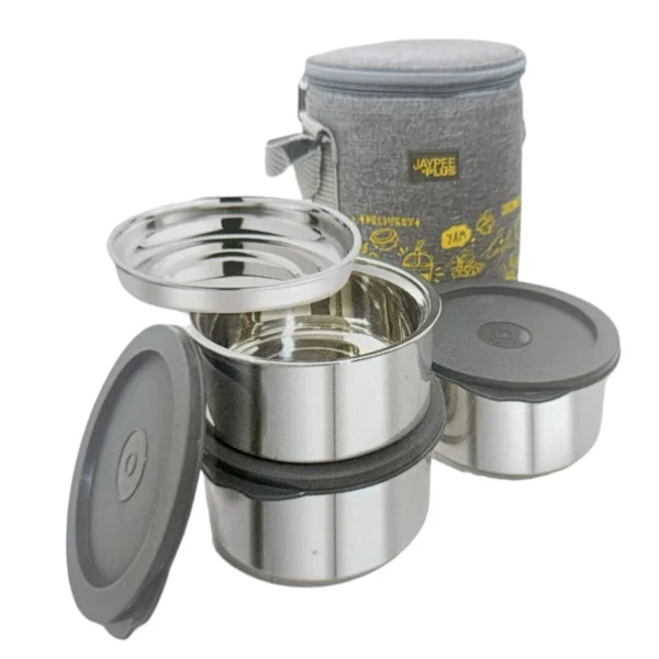 Jaypee Plus Magicseal 3 Stainless Steel Container Lunch Box (350mlX2 + 250mlX1)