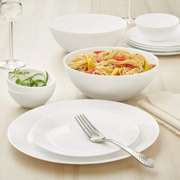 Larah by BOROSIL Orbit Series Opalware Dinner Set - 33 Pieces White - Image 2