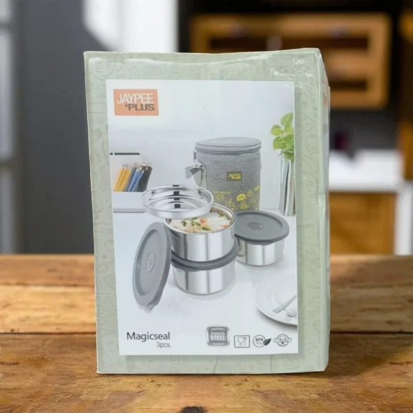 Jaypee Plus Magicseal 3 Stainless Steel Container Lunch Box (350mlX2 + 250mlX1) - Image 4