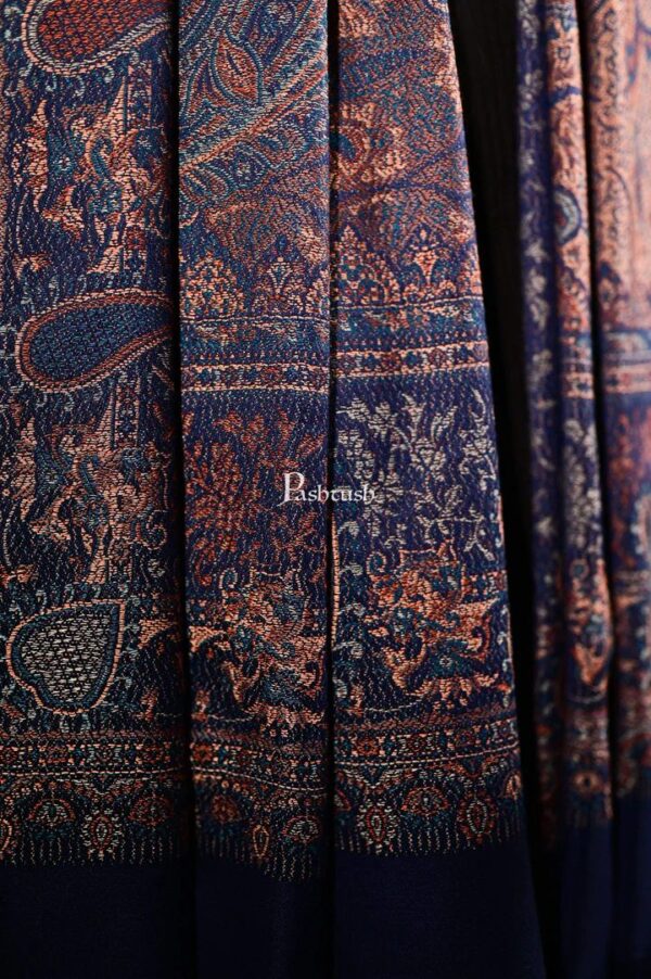 Pashtush Mens Fine Soft Ethnic Stole Navy Blue - Image 2