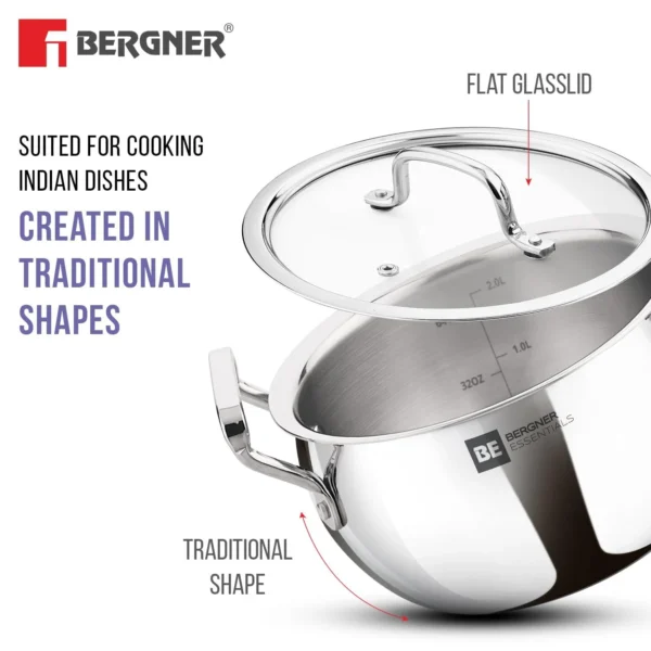 Bergner BE Essentials TriPro Tri-Ply Archana 7 Piece Cookware Set - Image 2