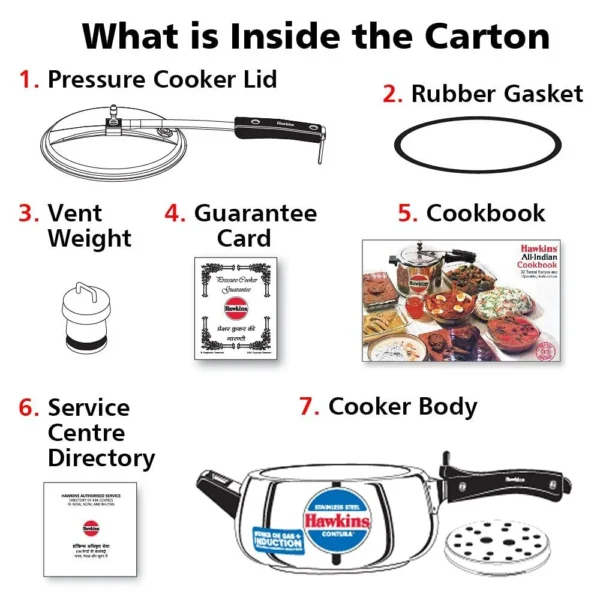 Hawkins Contura Stainless Steel Induction Compatible Pressure Cooker, 3.5 L (SSC35) - Image 3