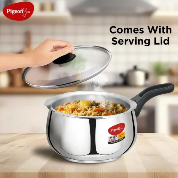 Pigeon Inox Pro Stainless Steel Induction Base Outer Lid Cooker - 3 Ltr - Image 2