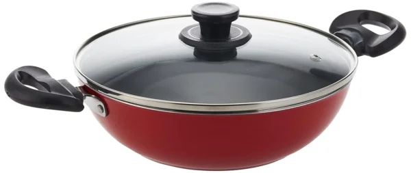 Pigeon by Stovekraft Carlo Induction Base Aluminium Cookware Gift Set, 4-Pieces, Red (Tawa,Fry Pan,Kadai,Glass Lid) - Image 4