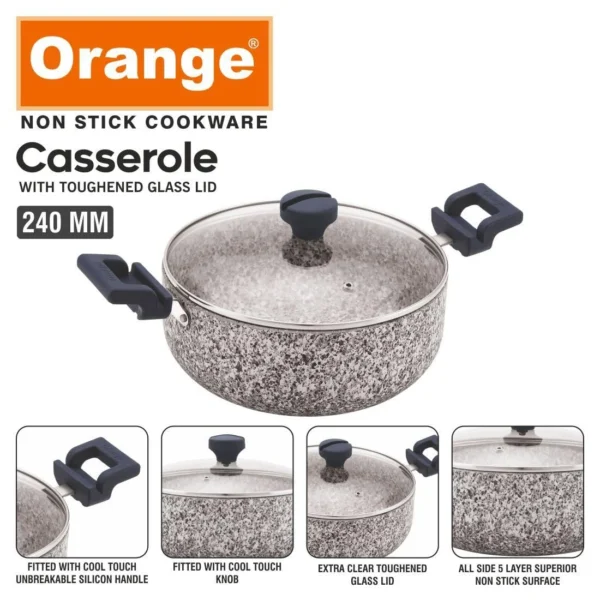 Orange Non-Stick Rockstar Series Cook & Serve Casserole 240mm (4mm) - Image 3