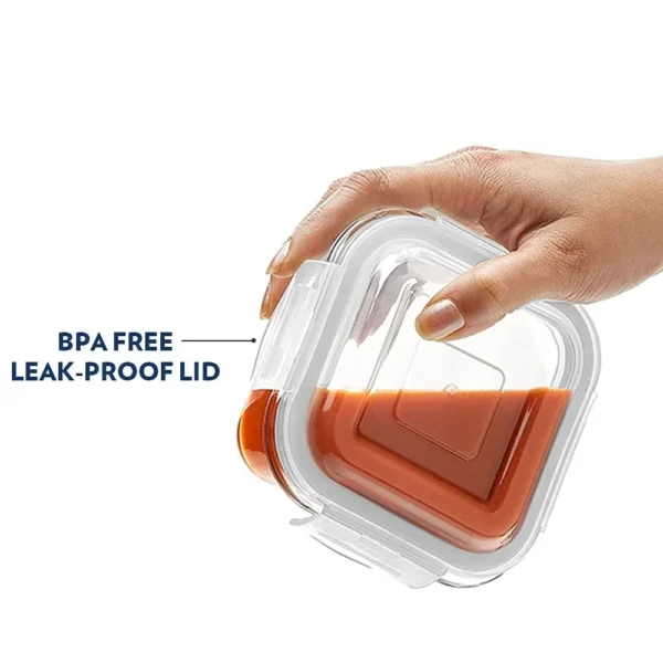 Borosil X3 Klip N Store Square Glass Container Set Of 3 Piece (320ml + 520ml + 800ml) - Image 3