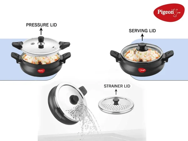 Pigeon All in One Super Cooker 620-H Hard Anodised Outer Lid IB Pressure Cooker - 3 L - Image 2