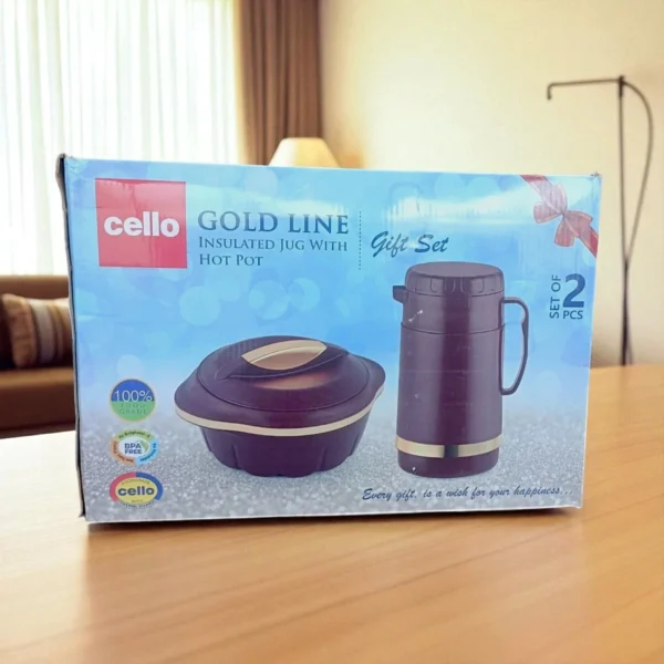 Cello Gold Line 2 Piece Gift Set (1pc Insulated Jug + 1pc Casserole) - Image 4