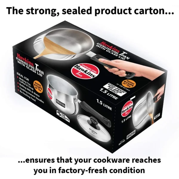 Hawkins SST15G Stainless Steel Induction Compatible Tpan with Glass Lid - 1.5 L 14CM - Image 4