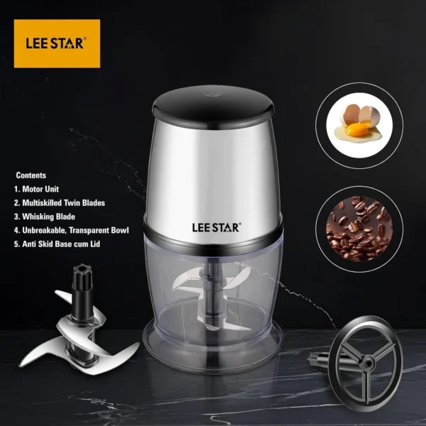 Lee Star Stainless Steel Electric Chopper 250W Le-801 - Image 3