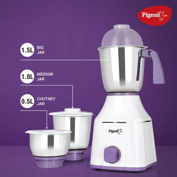 Pigeon Star Mixer Grinder with 3 Stainless Steel Jars - Image 3
