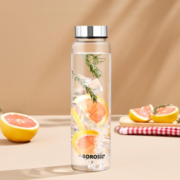 Borosil Crysto Slim Borosilicate Glass Water Bottle, 1000ml