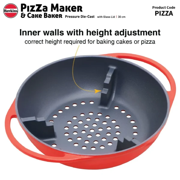 Hawkins Diecast 29cm Nonstick Pizza Maker and Cake Baker with Glass Lid - Image 3