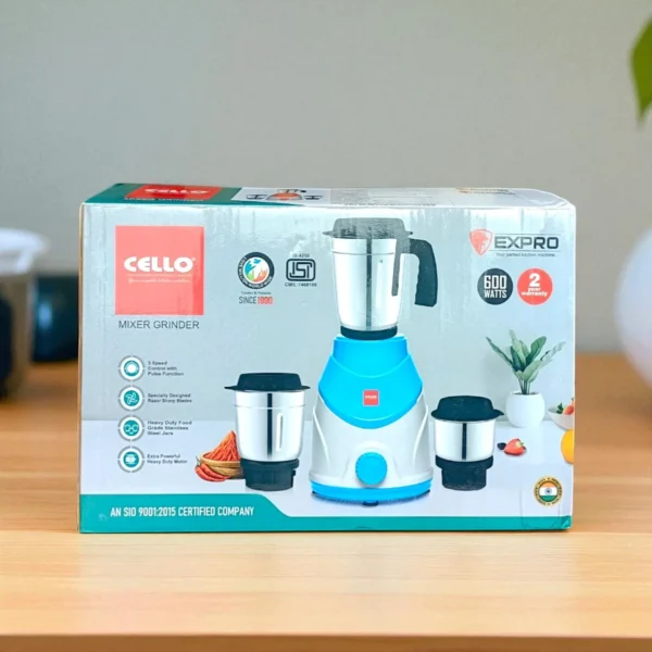 Cello Expro 3 Stainless Steel Jar Electric Mixer Grinder 600W - Image 3